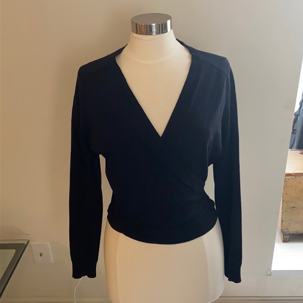 WEEKEND MaxMara made in Italy wool wrap sweater in black size women’s large